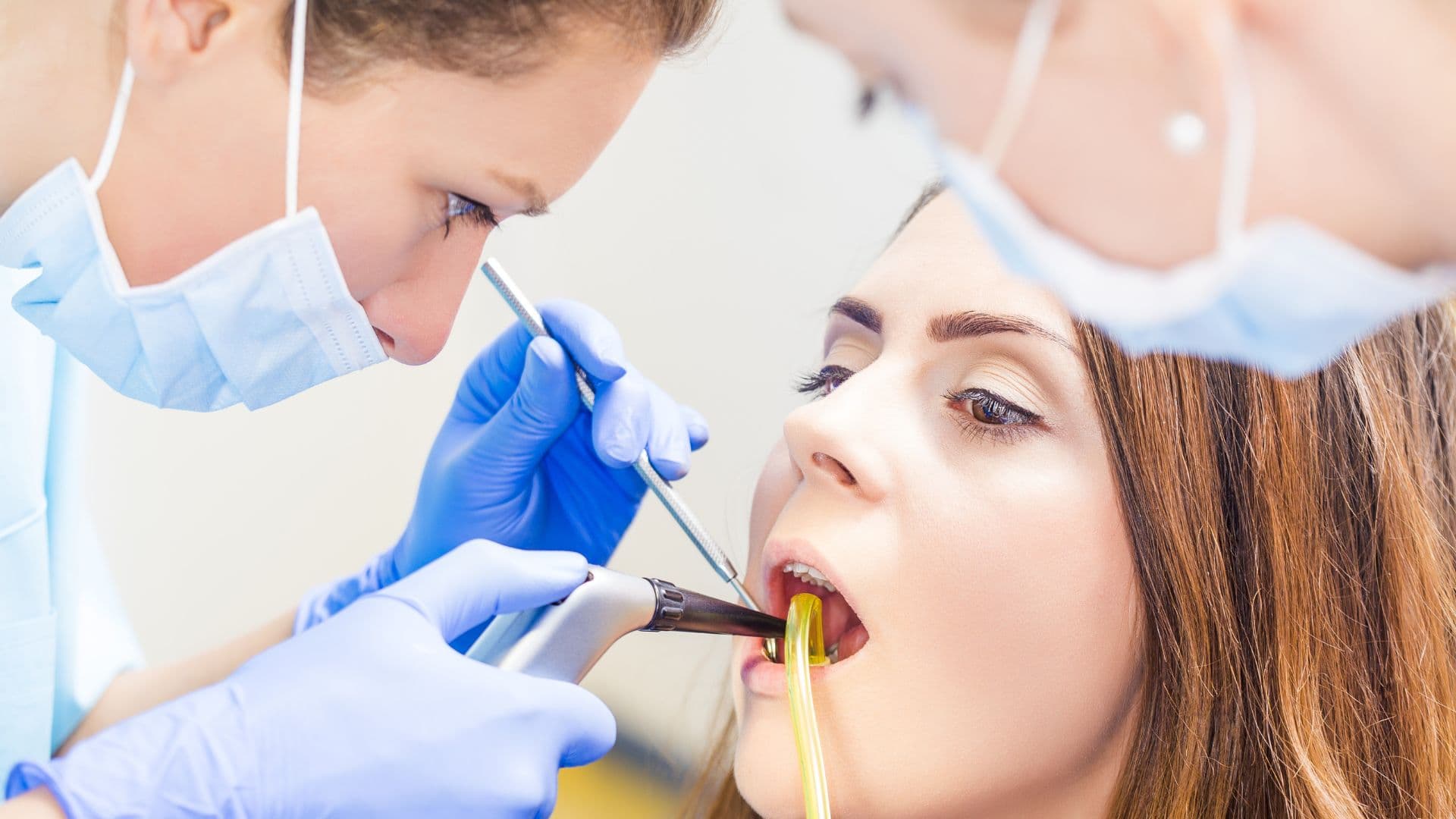 Dentist examining a large dental cavity